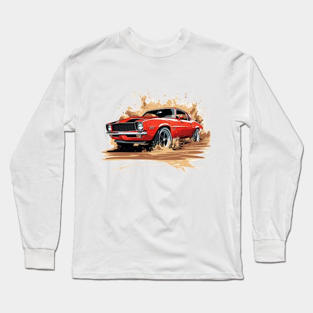 Camaro Red Cartoon Long Sleeve T-Shirt by SynchroDesign